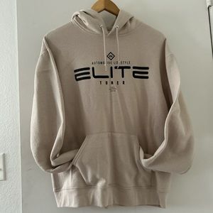 Unisex cream colored "Elite Tuner" pullover hoodie